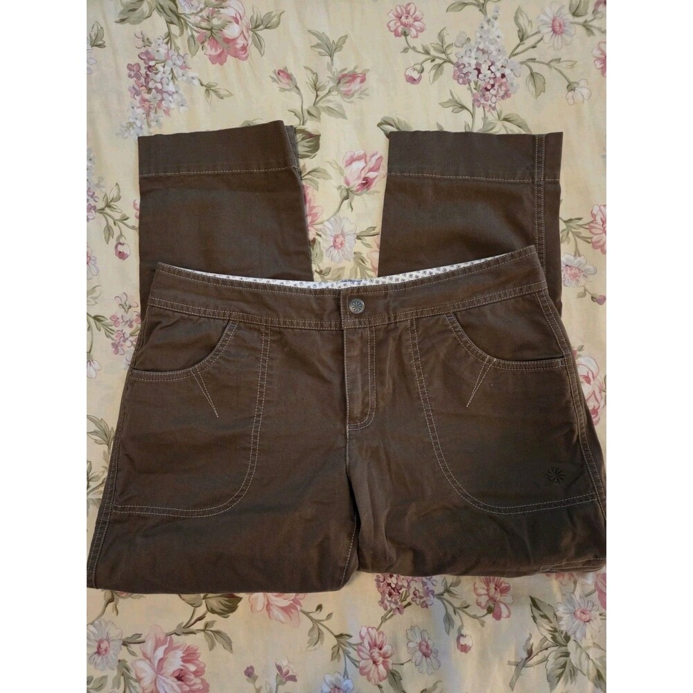ATHLETA Pants Womens 6 Tall 6T Brown Schoeller Organic Cargo Cropped Pants